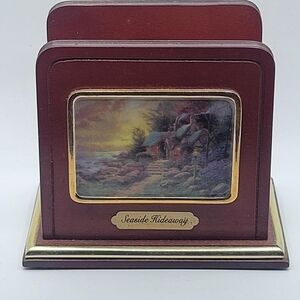 Thomas Kinkade Seaside Hideaway Napkin Holder - Deep Red/Burgundy